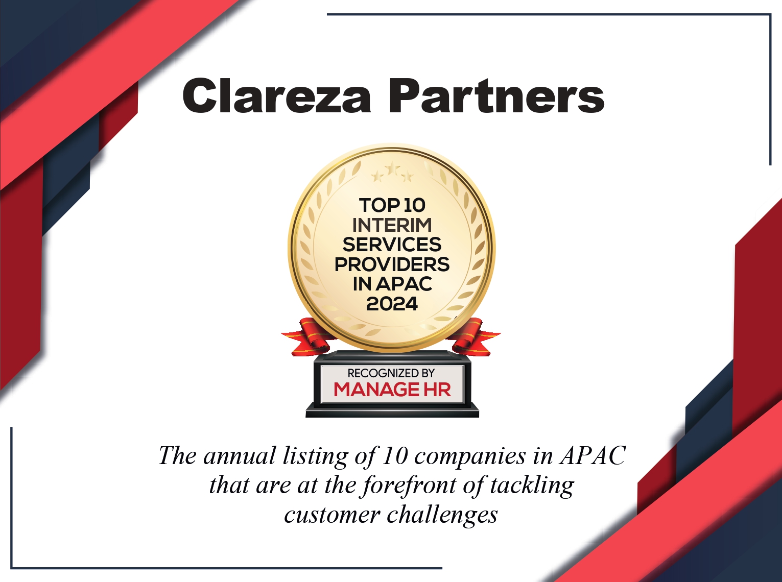 Top 10 interim services provider in APAC award